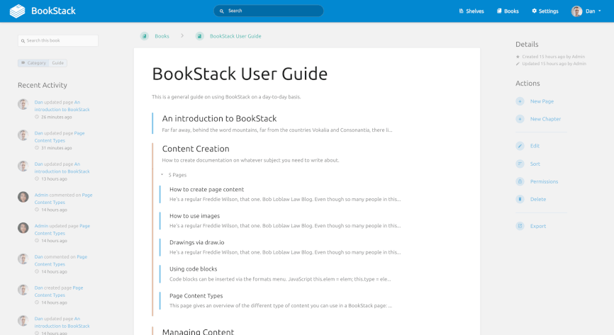 BookStack, base de conocimiento e información interna para empresas